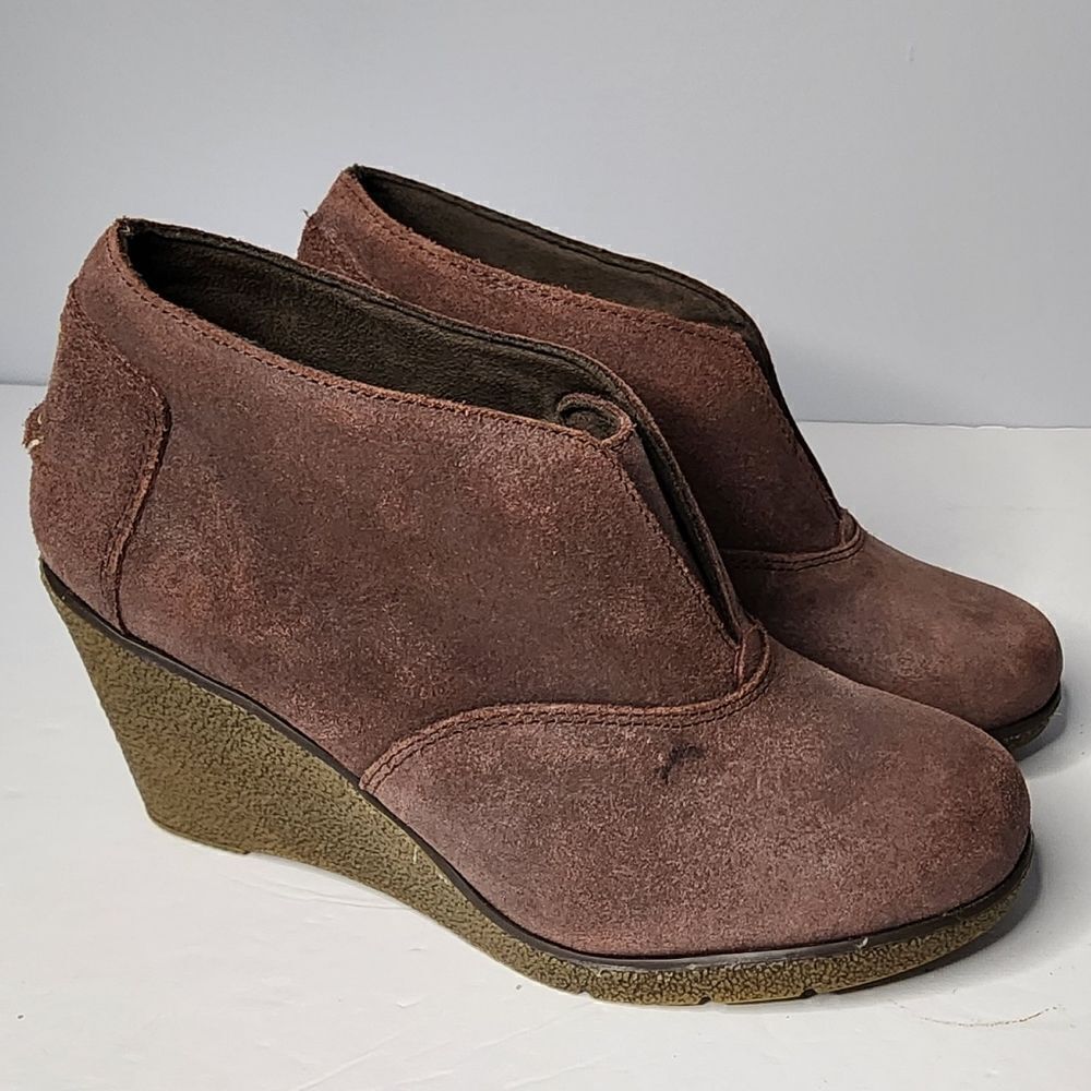 Sperry Boots Womens 7.5 Harlow Brook Wedge Ankle Suede Leather Booties Shoes